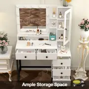 Dressing Table With Makeup Mirror &11 LED Lights Cabinet Shelf Vanity Table Desk