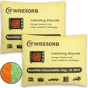 Wisesorb Rechargeable Gun Safe Dehumidifier, Indicating Desiccant Packs with Transparent Window for Storage Reusable Silica Gel Packets Moisture Absorbers Safe Dehumidifier (500 Gram, 2 PACK)