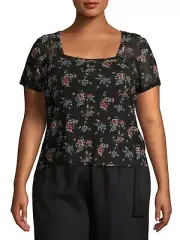 No Boundaries Women's Juniors Square Neck Mesh Top W Cami X-SMALL (1) Black