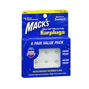 Mack's Pillow Soft Silicone Putty Earplugs, 6 Pair (Pack of 1)