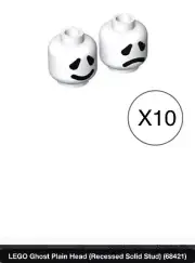 Lego 10 Dual Sided Ghost Mini Figures Head W/ Large Black Eyes,Thick Smile/Frown