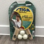 Vtg NIP Ping Pong Set 2001 Stiga Classic 2 Paddles 3 Balls