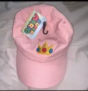 NWT Pink Princess Peach Hat Baseball Hat Crown Cap Tiarra Mario Cap Halloween