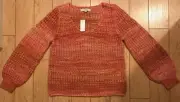 Ann Taylor LOFT Blouson Sleeves Slouchy Spacedye Sweater Size S, M, L, XL Red Mu