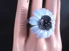 Carlo Viani Blue Chalcedony & Sapphire Flower Ring Sz 8 Ret: $299