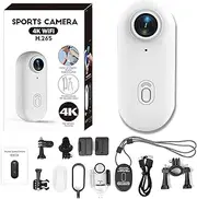 GoSnap - 4K Thumb Action Camera, Go Snap Body Cam, HD 1080p/4k Gosnap - Thumb Camera Necklace, Wearable Action Camera with 360° RotationSpring Clip, Mount Anywhere (White-4K)