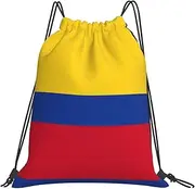 EdWal Flag Of Colombia Print Drawstring Backpack Gym Bags Sports Draw String Bags For Gym Travel Swimming Beach, White, One Size