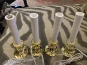 4 Gold Corded Electric Window Candles With Bulbs And Switch New