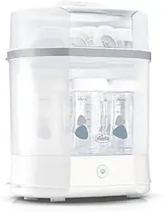 Chicco Modular Bottle Steriliser with Natural Steam Microwave Safe with 3 Configurations Fast up to 6 Bottles of 330ml Ceramic Coated Fast White