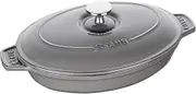 STAUB Oval Hot Plate, Graphite Grey, 23 cm