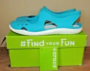 NEW NIB WOMENS CROCS SWIFTWATER WAVE ELECTRIC BLUE SANDALS WATER SHOES SZ 11 M