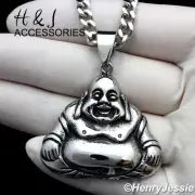 18-36"MEN Stainless Steel 5mm Silver Cuban Curb Link Chain BUDDHA Pendant*95
