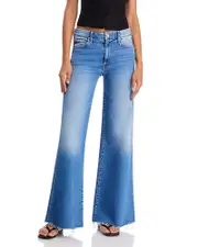 Mother The Roller High Rise Wide Leg Jeans in Riding the Cliffside