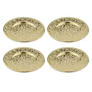 4PK Spencer Hammered 13cm Coaster Set Metallic Stainless Steel Drink Pad Gold