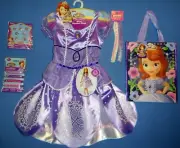 DISNEY SOFIA THE FIRST COSTUME DRESS GIRLS-4-6X-JEWELRY-HEADBAND-TOTE BAG-LOT-15