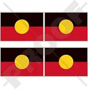 Australia Aboriginal, Australian Aborigines Flag 2" (50mm) Vinyl Bumper-Helmet Stickers, Decals x4