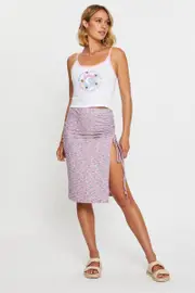 Multi Space Dye Rib Skirt - Size 10, Women's Maxi Side Split
