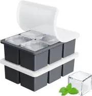 Large Ice Cube Tray For Whiskey: FDDBI Silicone Ice Cube Trays With Lid - 2Pack