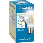 Mirabella LED GLS Filament Bayonet Cap 8W 1000lm Warm White Globe each
