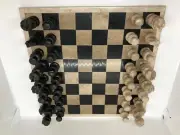 Marble Chess Set Hand-Carved Figures Black & Light Brown Game board Holiday Gift