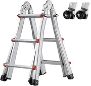 [VEVOR] Telescoping Ladder A Frame, 9.5 FT Compact Aluminum Extension Ladder, Multi-Function Portable Collapsible RV Ladder, Telescopic Ladder for Homework Stairs Indoor Outdoor Roof, 330lb Load