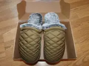 NEW Malibu Colony Mule Faux Fur Slippers Olive Green & Grey Men's Size 10/11
