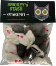 Rabbit Fur Mouse Cat Toy 12 per Pack White and Gray Fuzzy Toys for Cats with Rat