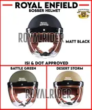 Fits Royal Enfield "BOBBER HELMET- BATTLE GREEN & MATT BLACK & DESERT STORM
