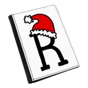 Letter R Christmas Hat Passport Holder Cover Case Red Santa Father Kids Alphabet