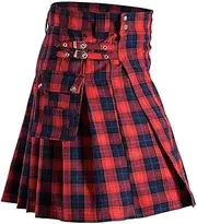 GRAJTCIN Mens Utility Scottish Traditional Highland Tartan Kilt Modern