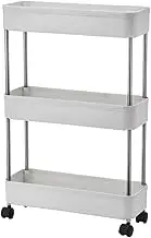 Byttlerom 3 Tier Wheel Trolley Slim Storage Narrow Under Desk Storage Rotary Rack for Office Bathroom Kitchen Laundry Room Narrow Space