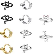 10 PCS Adjustable Knitting Crochet Loop Ring,Finger Yarn Guide with 6 Styles,Metal Open Beginner Knitting Crocheting Gift,Yarn Guide Crochet Ring for Crocheting Accessories