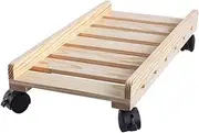 PC Stand Wooden PC Tower Holder, Rolling CPU Stand with Locking Caster Wheels Mobile Desktop PC Host Case Cart Floor CPU Holder Under Desk CPU Tower Stand