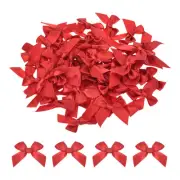 60Pcs Mini Ribbon Bow 1.5" Mini Fabric Satin Ribbon Flower Bows Red