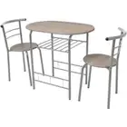3PCS Bar Table Set 2 Stools Chairs Kitchen Dining Breakfast Cafe Tables Sliver
