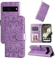 Compatible with Google Pixel 7 Pro 5G Cover,Compatible with Google Pixel 7 Pro 5G [TPU+PU Leather] Card Slot Flip Kickstand Case Purple