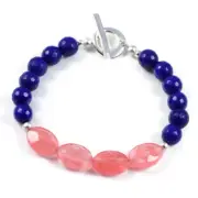 Semi-Precious Gemstone Bracelet Jade-Watermelon Faceted Beads 7.8-inch Luxury