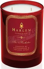 [HARLEM CANDLE CO.] Harlem Candle Company St. Nicholas Luxury Scented Candle, 11 oz, Red Glass Jar, Double Wick, Gift Box, Mandarin, Ginger, Cardamom, Cinnamon, Nutmeg and Pine Needle
