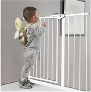 Punch Free Baby Safety Gates Automatic Closing Isolation Corridor Balcony Pet Dog Stair Gate, H77CM (Color : White, Size : W 275-284cm)