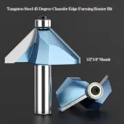 Tungsten Steel 45 Degree Chamfer Edge Forming Router Bit - 1/2"1/4" Shank