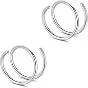 [Decentraland] 2 PCS 20G Diameter 6mm Silver Double Hoop Septum Nose Ring Cartilage Made with Hypoallergenic Surgical Steel Nose Lip Tragus Earring Ring Piercing Jewelry for Women and Men