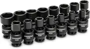 15 Piece 3/8" Drive 6 Point Standard Universal Impact Metric Socket Set 84918N