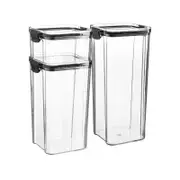 3 Piece Food Containers Set - 3 Sizes - Black