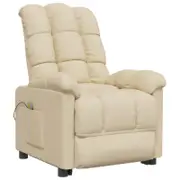 vidaXL Massage Chair Single Sofa Reclining Armchair Living Room Cream Fabric