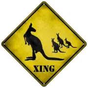 Kangaroo Xing Novelty Mini Metal Road Notice 8" Crossing Sign