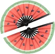 Beaupretty 2Pcs Large Folding Hand Fan Japanese Watermelon Design Portable Handheld Fan for Festivals Parties and Outdoor Events Craftsmanship Durable and Lightweight