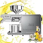Stainless Steel Oil Press, 750W Cold Hot Press Oil Machine with 0-300° Adjustable Temperature, 11.02-15.4LB/H, Commercial Oil Press, Automatic Oil Press Machine for Peanuts Flax Seeds Almonds