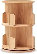 Wood Bookshelf Organizer Floor Standing Bookcase Storage Rack 2 Tier Rotating Bookshelf Adults Multi-Functional Bookshelf