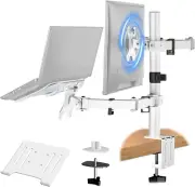 Dual Monitor Stand with Laptop Tray,Dual Monitor Arm Desk Mounts,Desk Monitor Ar
