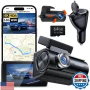 Faninso Dash Cam Front and Rear, 4K Full HD Dual Dash Camera for Cars, Built-